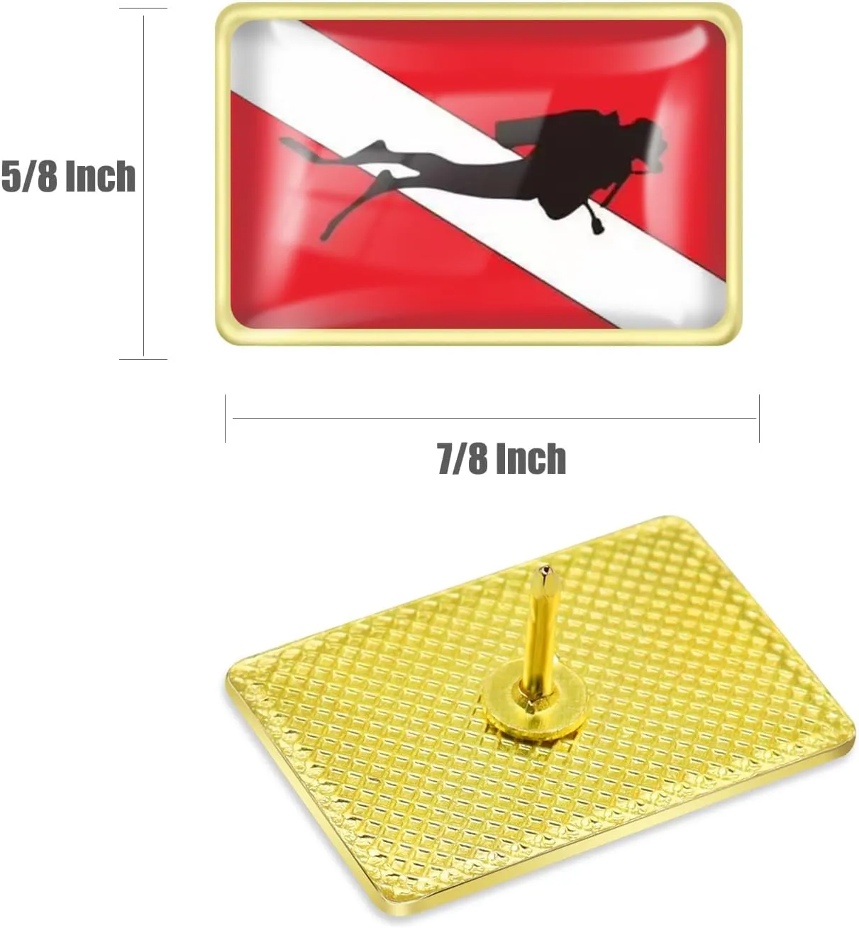 12/24/50/100Pcs Scuba Diver Flag Lapel Pins Bulk - Metal Red and White Diving Diver Down Brooch Badge Pin
