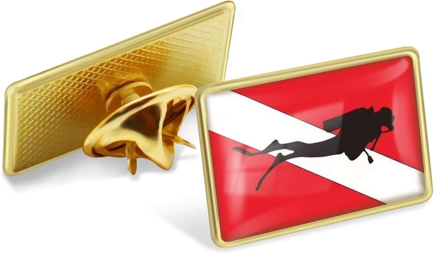 12/24/50/100Pcs Scuba Diver Flag Lapel Pins Bulk - Metal Red and White Diving Diver Down Brooch Badge Pin