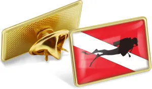 12/24/50/100Pcs Scuba Diver Flag Lapel Pins Bulk - Metal Red and White Diving Diver Down Brooch Badge Pin