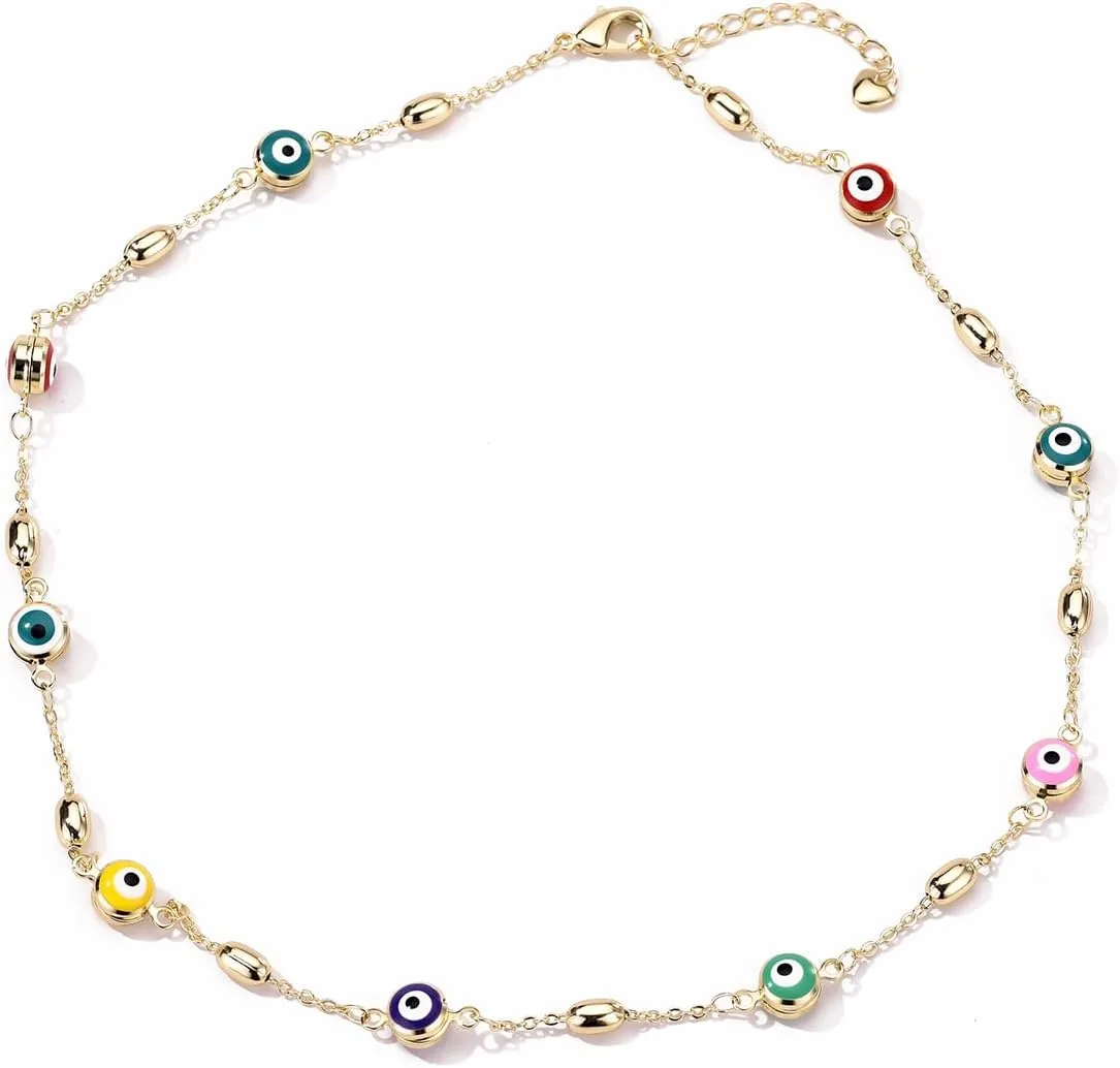 14K Gold Plated Evil Eye Necklace Protection Choker Necklaces