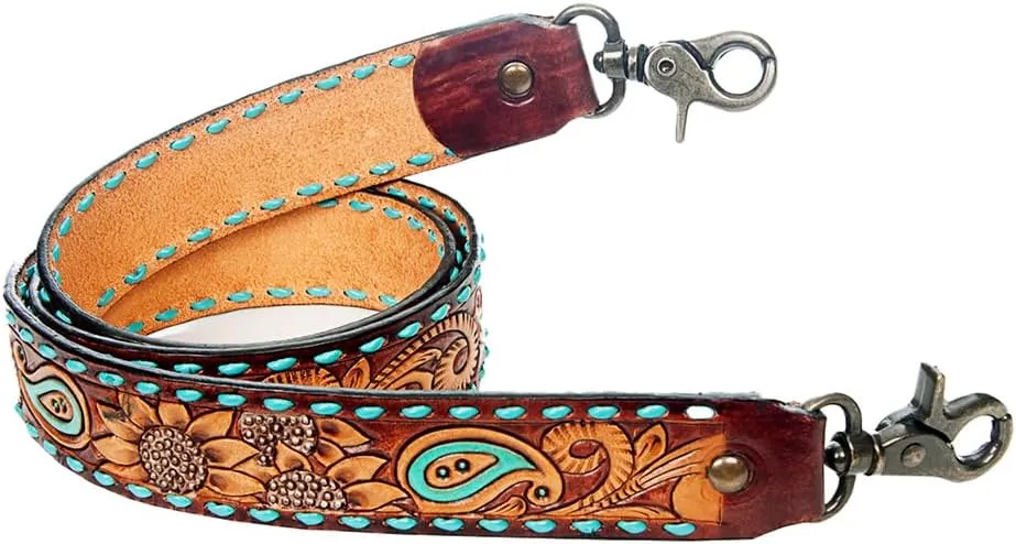 American Darling Hand Tooled Genuine Leather Crossbody Handle Strap for Bags | Phone Crossbody Strap | Crossbody Keychain Strap for Wallet Purse Clutch Cellphone Key Chain Holder | Shoulder Bag Strap