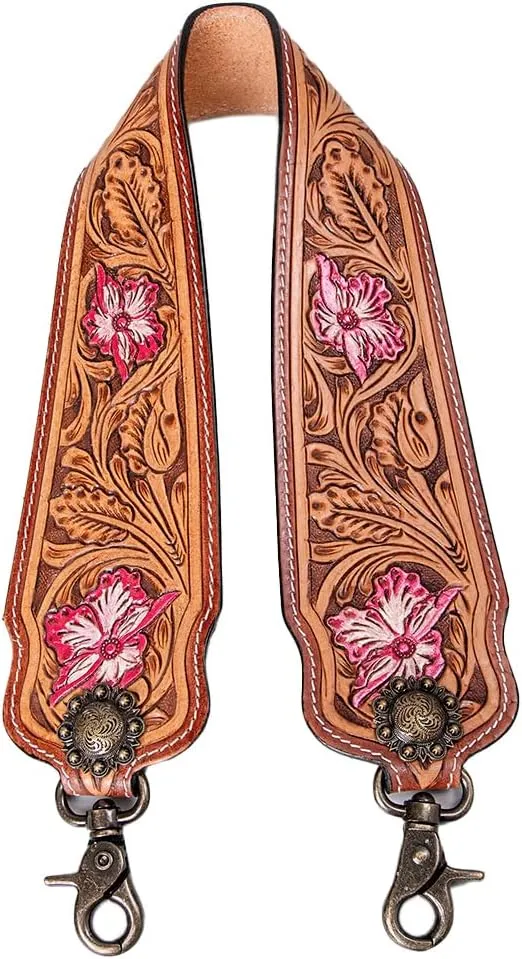 American Darling Hand Tooled Genuine Leather Crossbody Handle Strap for Bags | Phone Crossbody Strap | Crossbody Keychain Strap for Wallet Purse Clutch Cellphone Key Chain Holder | Shoulder Bag Strap