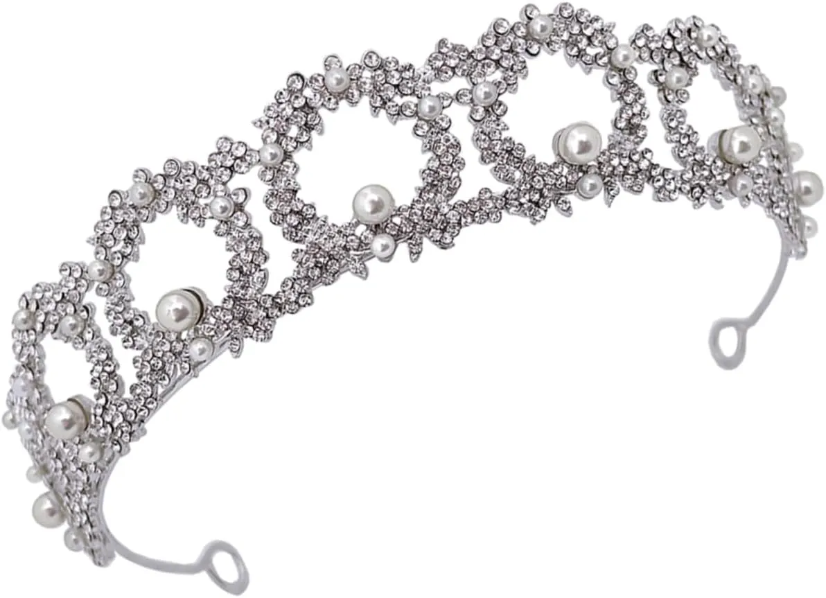 Angoily Crown Hair Ties Tiara Bridal Hair Accessories Rhinestone Hair Accessories Miss Korean Decorate, 16X16CM