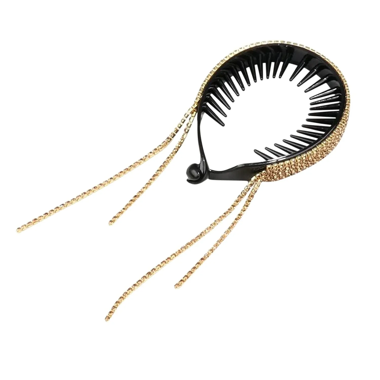 Fashion Headbands for Women Pearls Rhinestones Headbands Tassel Hair Clip Gifts for Women (C, One Size)