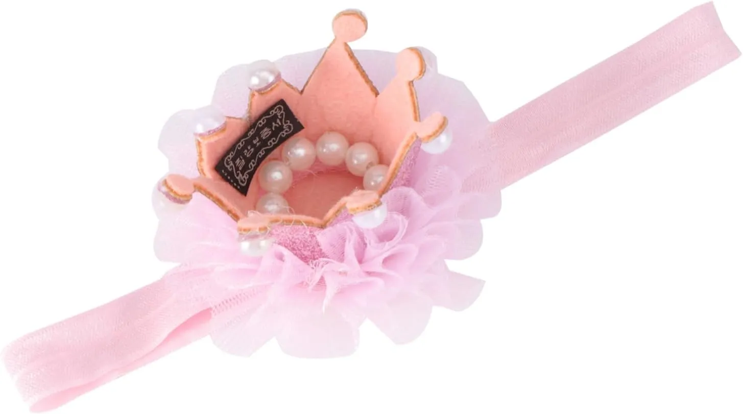 Girl Sparkly Crown Elastic Headband Random Style Tiara Hair Accessories for Newborns and Infants for Birthday Celebrations and Special Occasions