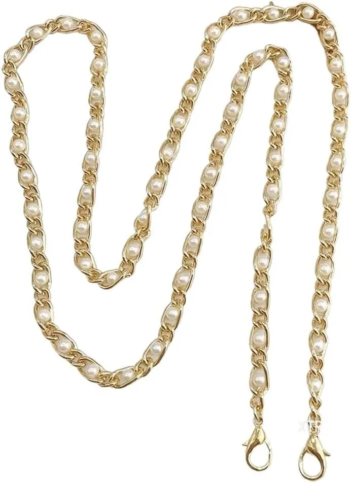 Handbag Strap 40cm/120cm Pearl Bag Chain Replacement Shoulder Bag Strap Handle Belt Bag Parts Bag Straps for Handbags(120cm)
