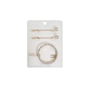 HTB | Circle Rhinestone Hair Pin Gold 3PCS