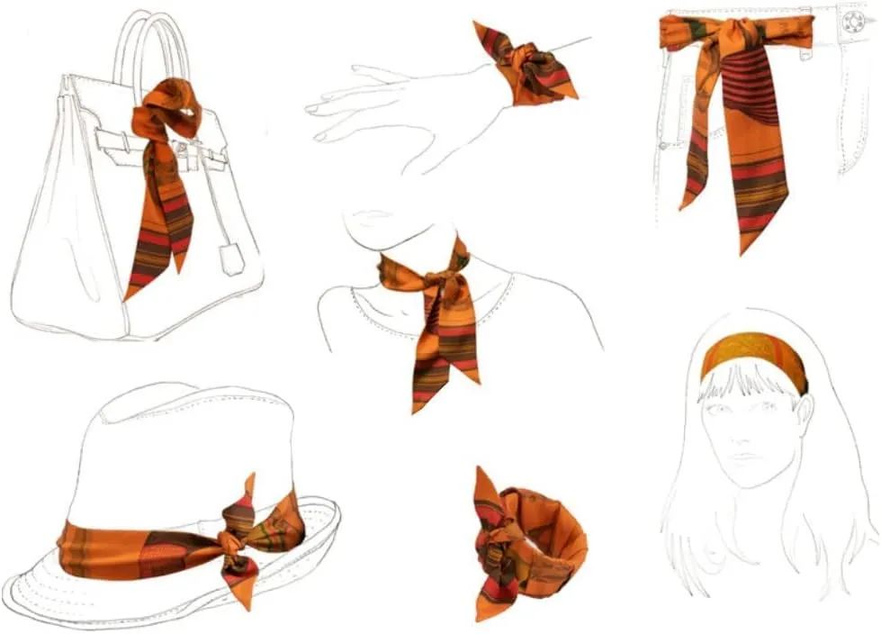 JERLA 100% Mulberry silk Scarf Head Hair Ribbon Handbag Handle wrap Tie Bundle Neckerchief Scarf for women men