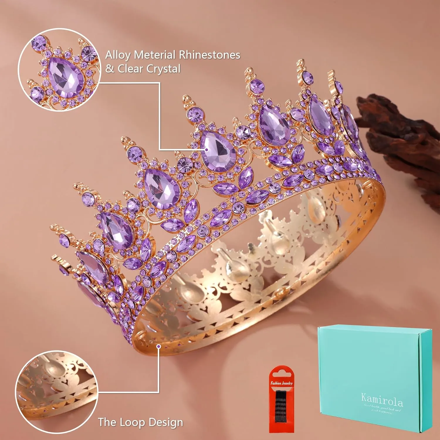 Kamirola -Full Round Queen Crowns Rhinestone Wedding Crowns and Tiaras for Women Costume Party Hair Accessories Princess Birthday Crystal Bridal Crowns for Prom Birthday Costume Party TR 71