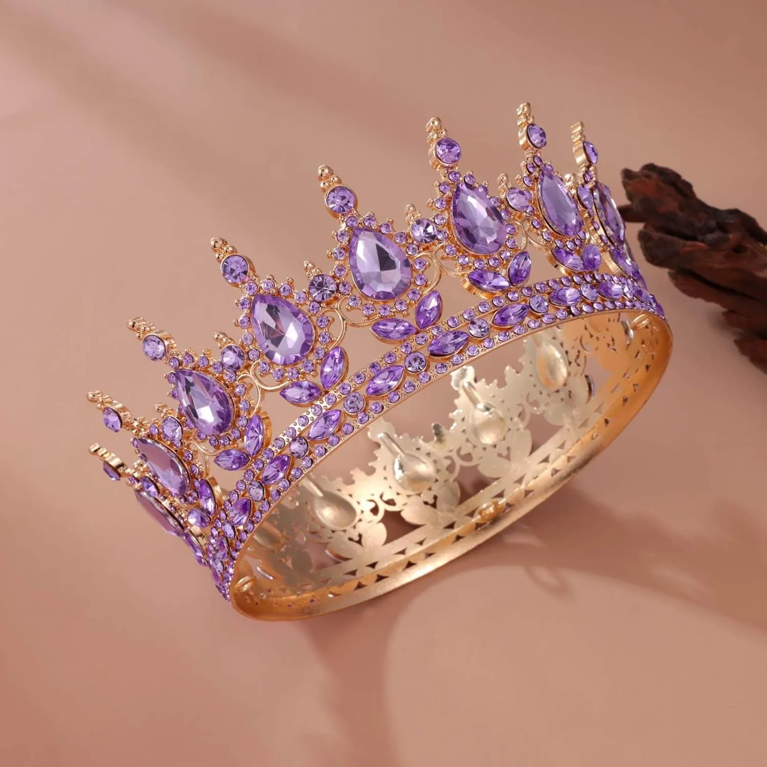 Kamirola -Full Round Queen Crowns Rhinestone Wedding Crowns and Tiaras for Women Costume Party Hair Accessories Princess Birthday Crystal Bridal Crowns for Prom Birthday Costume Party TR 71