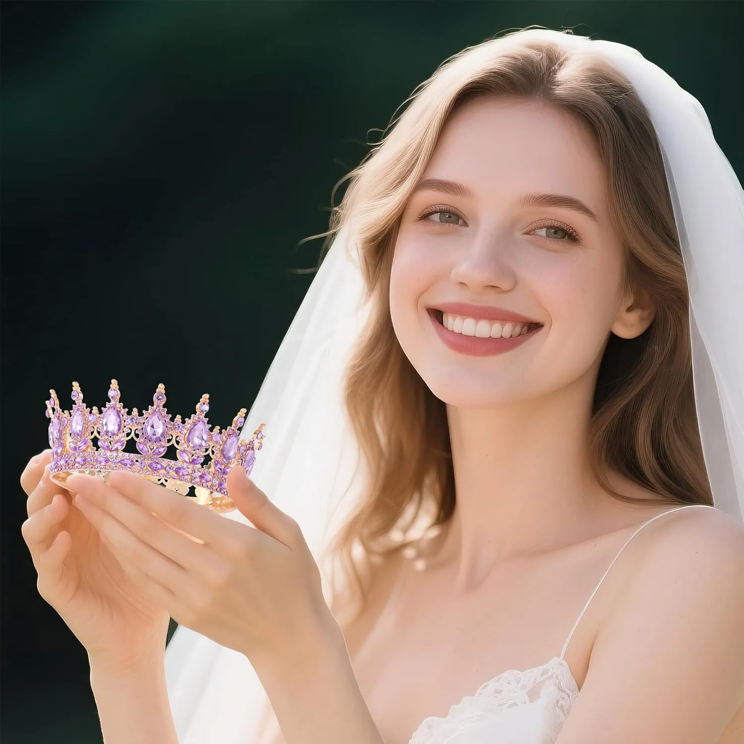 Kamirola -Full Round Queen Crowns Rhinestone Wedding Crowns and Tiaras for Women Costume Party Hair Accessories Princess Birthday Crystal Bridal Crowns for Prom Birthday Costume Party TR 71