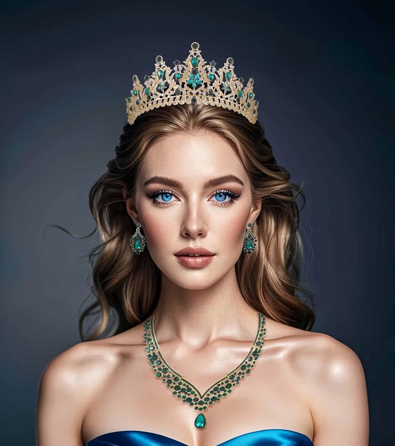 Kamirola Tiaras and Crowns for Women,Tiaras Earrings Necklace, Crystal Bridal Jewelry Set, Costume Party Halloween Prom Pageant Jewelry for Women Girls(TR42)