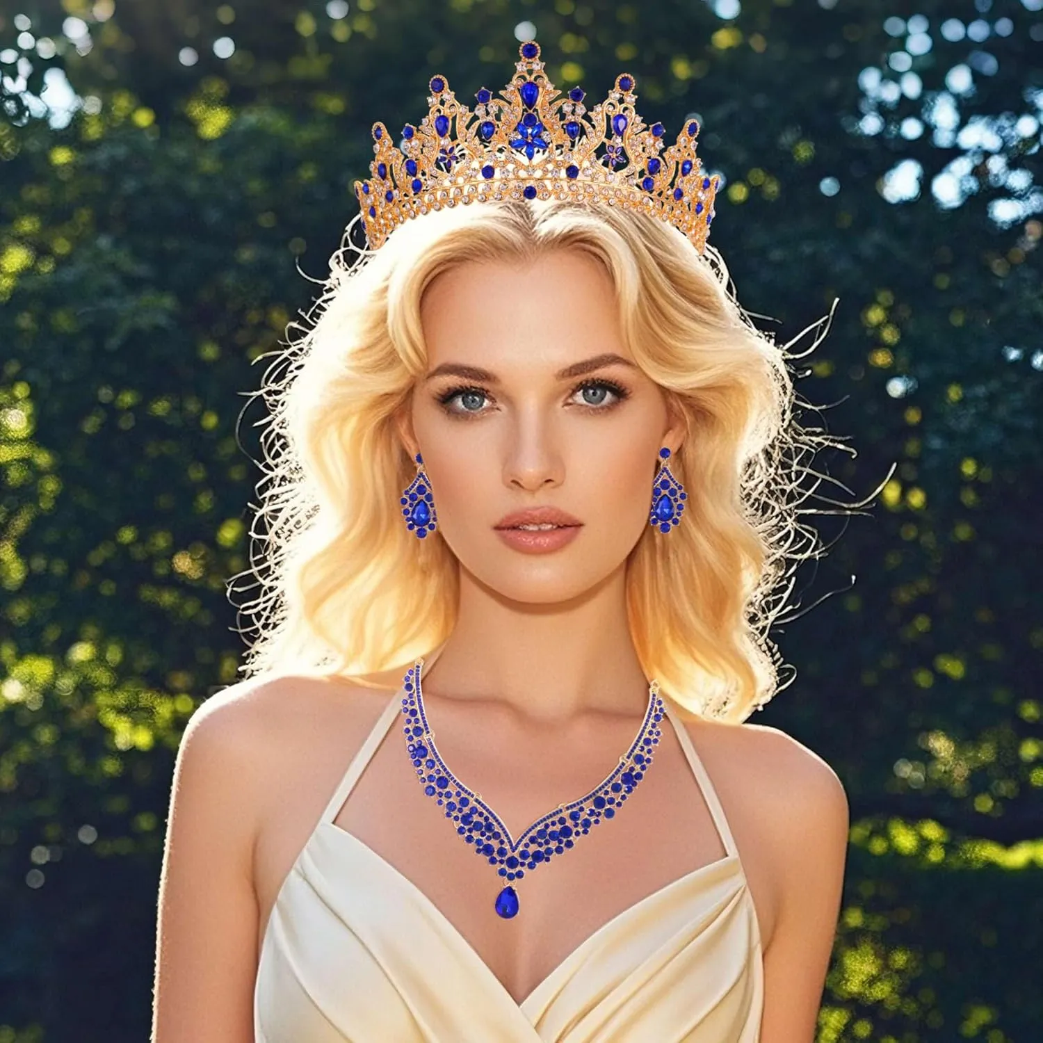 Kamirola Tiaras and Crowns for Women,Tiaras Earrings Necklace, Crystal Bridal Jewelry Set, Costume Party Halloween Prom Pageant Jewelry for Women Girls(TR42)