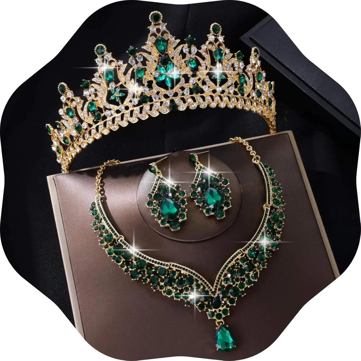 Kamirola Tiaras and Crowns for Women,Tiaras Earrings Necklace, Crystal Bridal Jewelry Set, Costume Party Halloween Prom Pageant Jewelry for Women Girls(TR42)