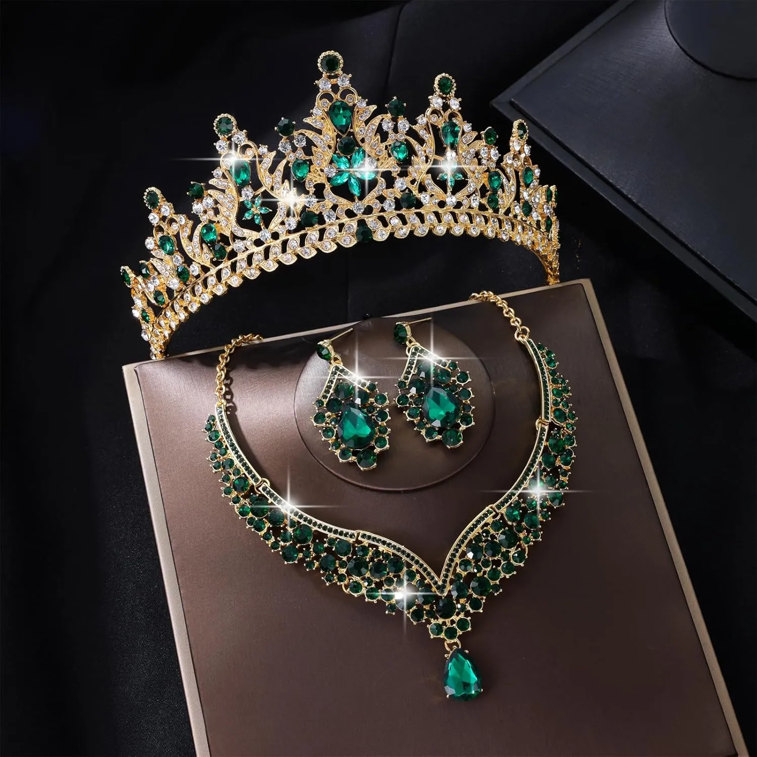 Kamirola Tiaras and Crowns for Women,Tiaras Earrings Necklace, Crystal Bridal Jewelry Set, Costume Party Halloween Prom Pageant Jewelry for Women Girls(TR42)