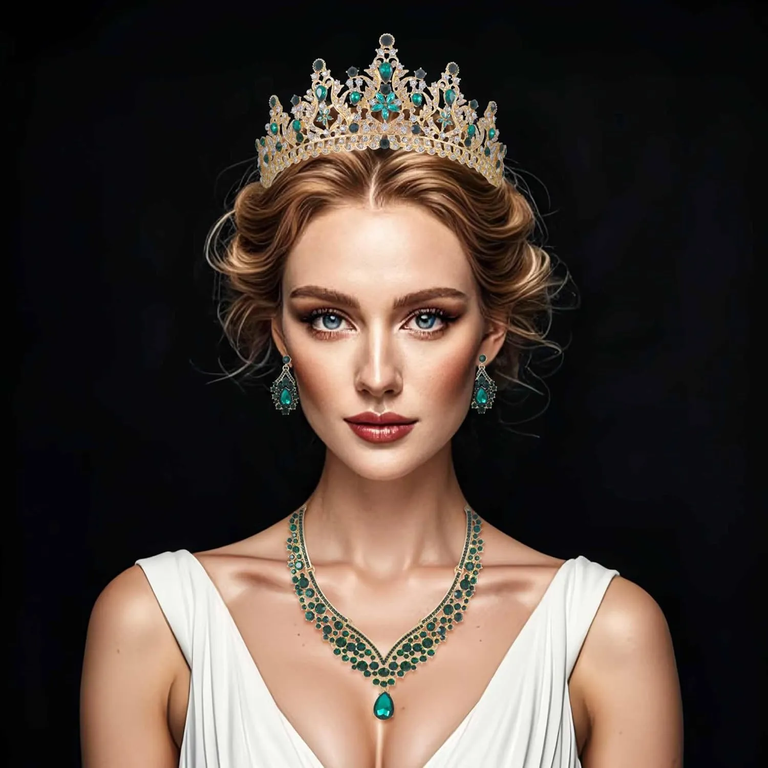 Kamirola Tiaras and Crowns for Women,Tiaras Earrings Necklace, Crystal Bridal Jewelry Set, Costume Party Halloween Prom Pageant Jewelry for Women Girls(TR42)