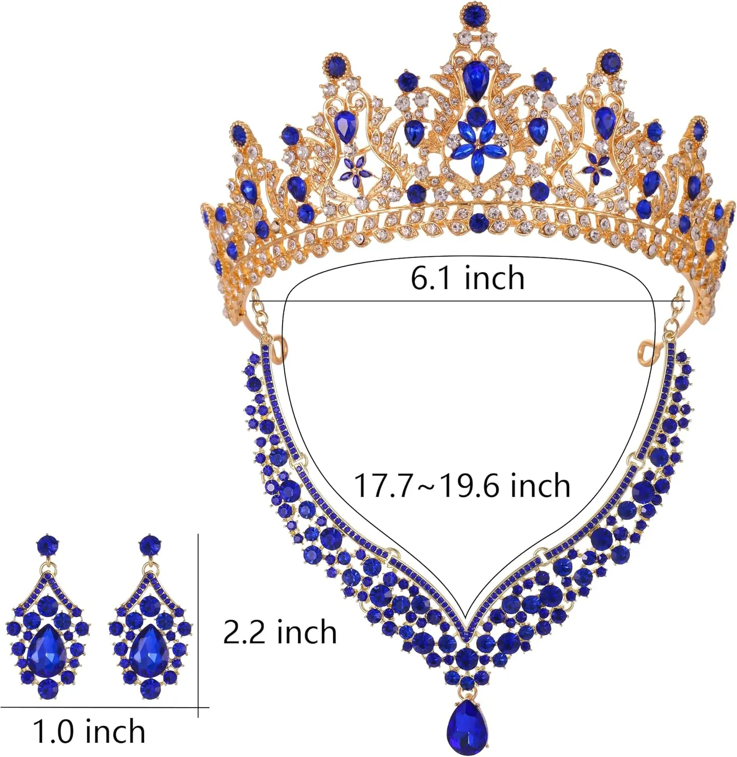 Kamirola Tiaras and Crowns for Women,Tiaras Earrings Necklace, Crystal Bridal Jewelry Set, Costume Party Halloween Prom Pageant Jewelry for Women Girls(TR42)