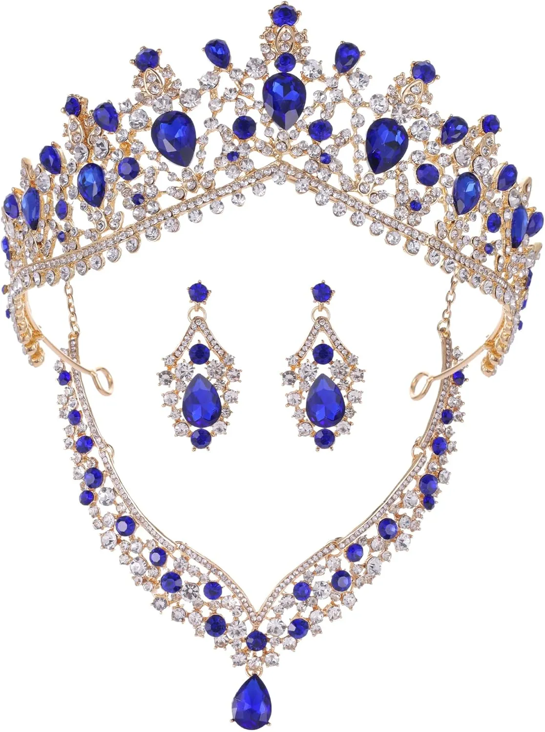 Kamirola Tiaras and Crowns for Women,Tiaras Earrings Necklace, Crystal Bridal Jewelry Set, Costume Party Halloween Prom Pageant Jewelry for Women (TR22)