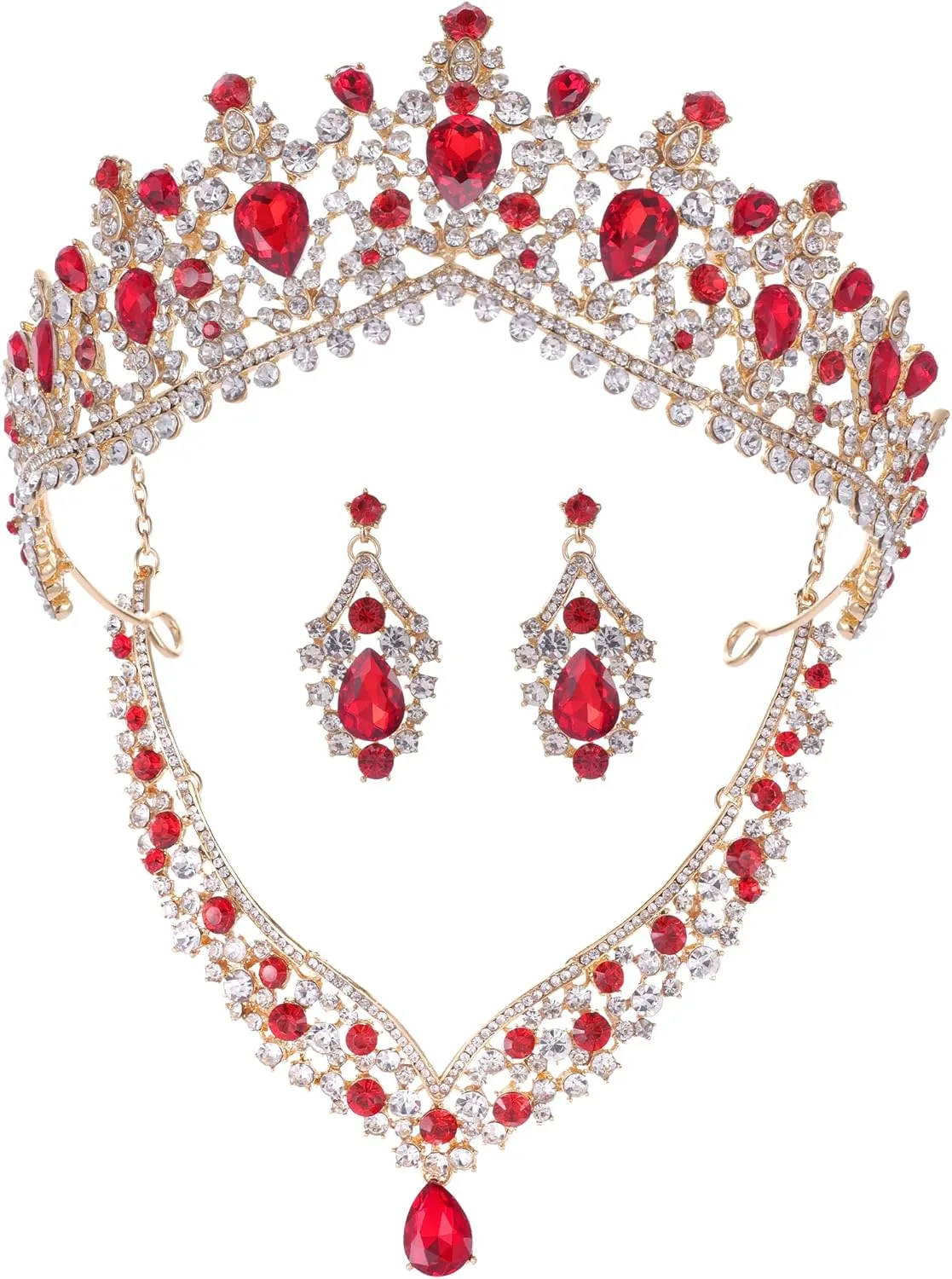 Kamirola Tiaras and Crowns for Women,Tiaras Earrings Necklace, Crystal Bridal Jewelry Set, Costume Party Halloween Prom Pageant Jewelry for Women (TR22)