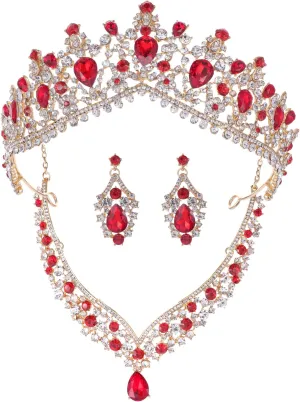 Kamirola Tiaras and Crowns for Women,Tiaras Earrings Necklace, Crystal Bridal Jewelry Set, Costume Party Halloween Prom Pageant Jewelry for Women (TR22)