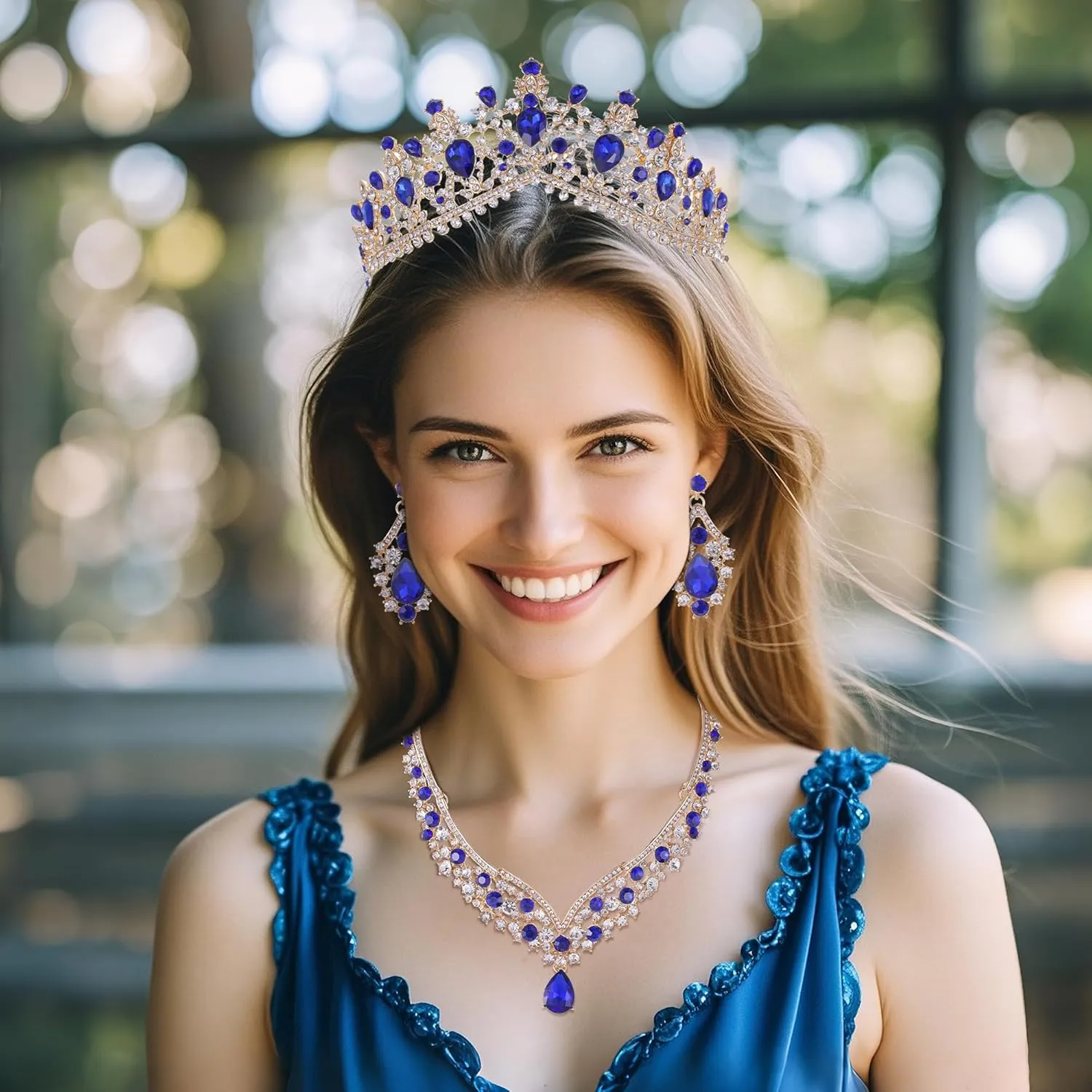 Kamirola Tiaras and Crowns for Women,Tiaras Earrings Necklace, Crystal Bridal Jewelry Set, Costume Party Halloween Prom Pageant Jewelry for Women (TR22)