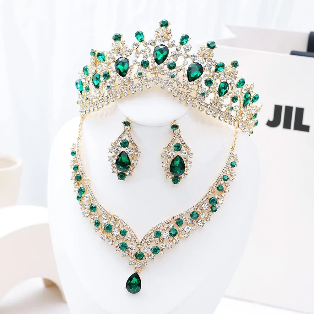 Kamirola Tiaras and Crowns for Women,Tiaras Earrings Necklace, Crystal Bridal Jewelry Set, Costume Party Halloween Prom Pageant Jewelry for Women (TR22)