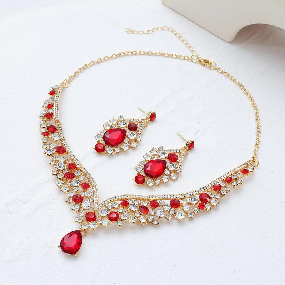 Kamirola Tiaras and Crowns for Women,Tiaras Earrings Necklace, Crystal Bridal Jewelry Set, Costume Party Halloween Prom Pageant Jewelry for Women (TR22)