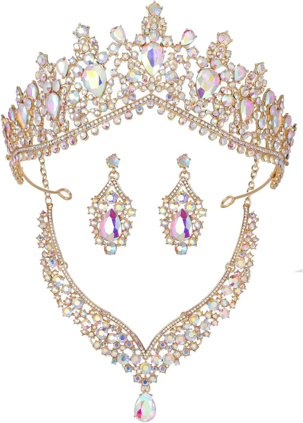 Kamirola Tiaras and Crowns for Women,Tiaras Earrings Necklace, Crystal Bridal Jewelry Set, Costume Party Halloween Prom Pageant Jewelry for Women (TR22)