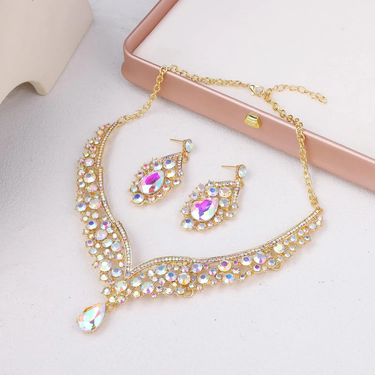 Kamirola Tiaras and Crowns for Women,Tiaras Earrings Necklace, Crystal Bridal Jewelry Set, Costume Party Halloween Prom Pageant Jewelry for Women (TR22)