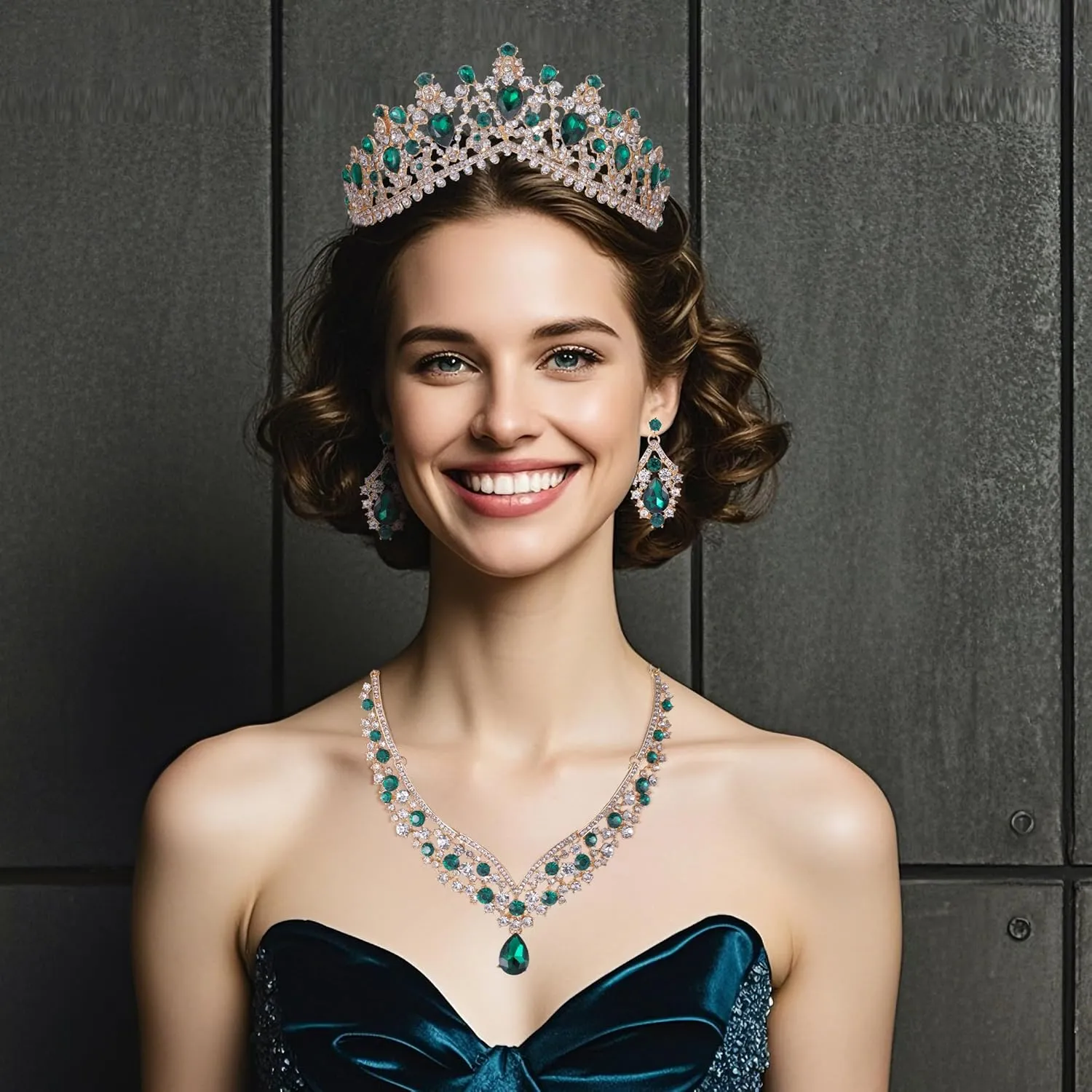 Kamirola Tiaras and Crowns for Women,Tiaras Earrings Necklace, Crystal Bridal Jewelry Set, Costume Party Halloween Prom Pageant Jewelry for Women (TR22)