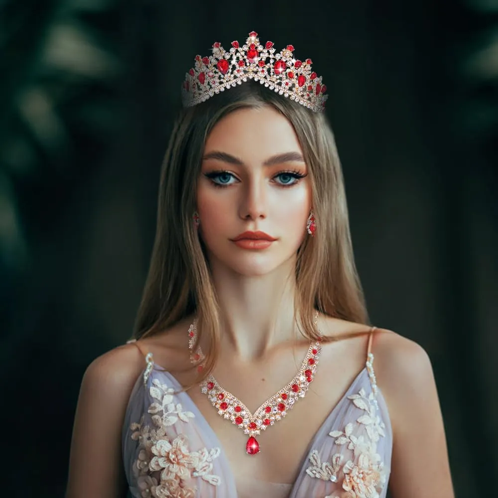 Kamirola Tiaras and Crowns for Women,Tiaras Earrings Necklace, Crystal Bridal Jewelry Set, Costume Party Halloween Prom Pageant Jewelry for Women (TR22)