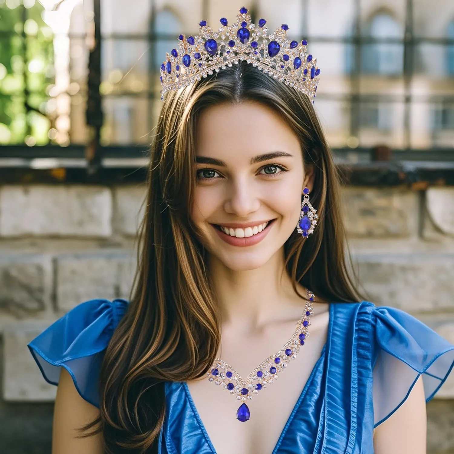 Kamirola Tiaras and Crowns for Women,Tiaras Earrings Necklace, Crystal Bridal Jewelry Set, Costume Party Halloween Prom Pageant Jewelry for Women (TR22)