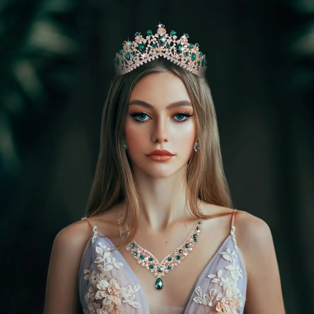 Kamirola Tiaras and Crowns for Women,Tiaras Earrings Necklace, Crystal Bridal Jewelry Set, Costume Party Halloween Prom Pageant Jewelry for Women (TR22)