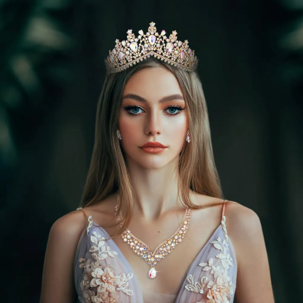 Kamirola Tiaras and Crowns for Women,Tiaras Earrings Necklace, Crystal Bridal Jewelry Set, Costume Party Halloween Prom Pageant Jewelry for Women (TR22)