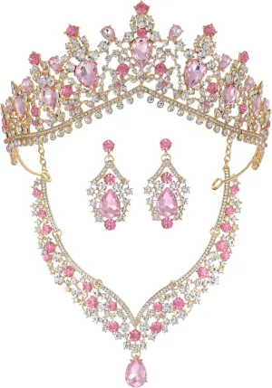 Kamirola Tiaras and Crowns for Women,Tiaras Earrings Necklace, Crystal Bridal Jewelry Set, Costume Party Halloween Prom Pageant Jewelry for Women (TR22)