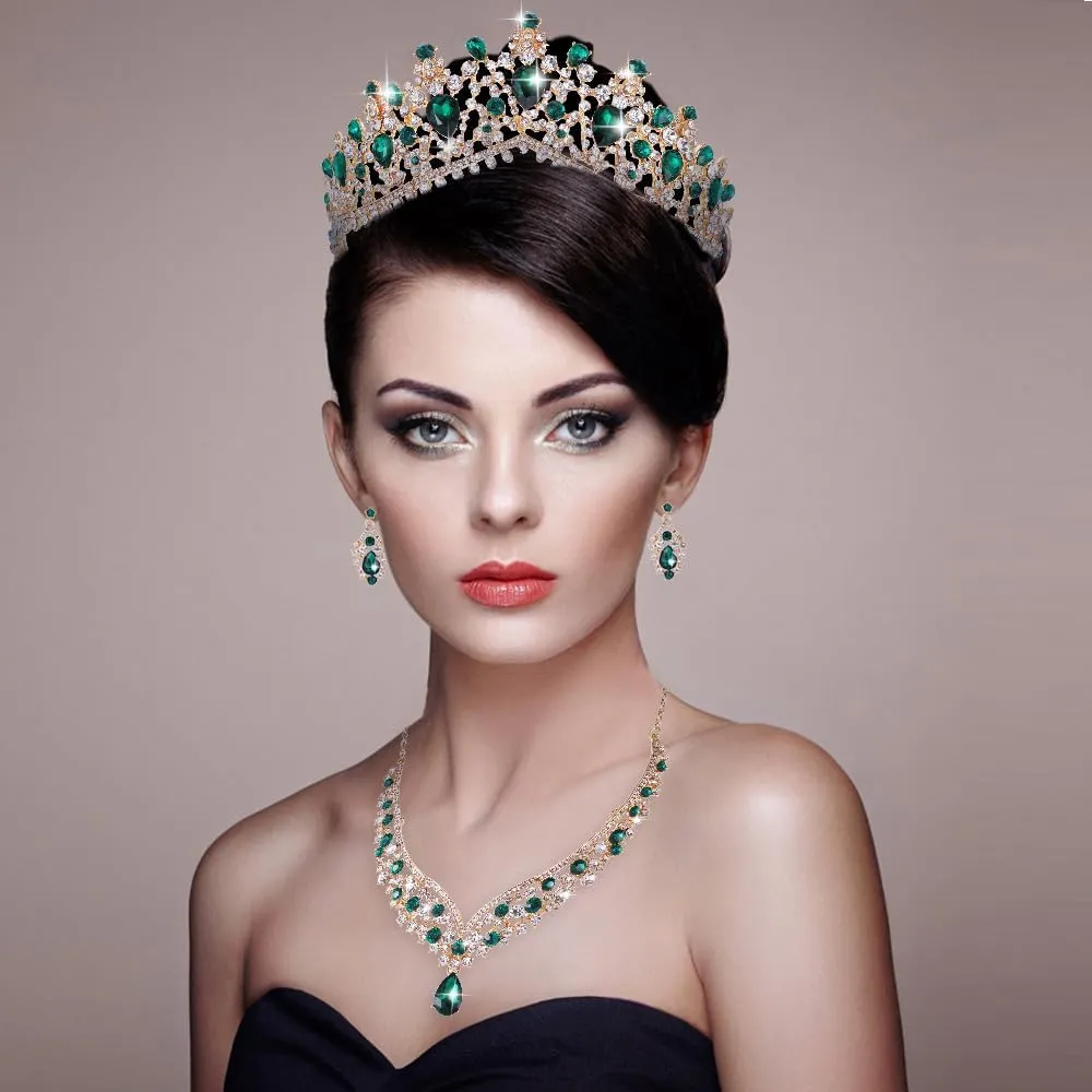 Kamirola Tiaras and Crowns for Women,Tiaras Earrings Necklace, Crystal Bridal Jewelry Set, Costume Party Halloween Prom Pageant Jewelry for Women (TR22)