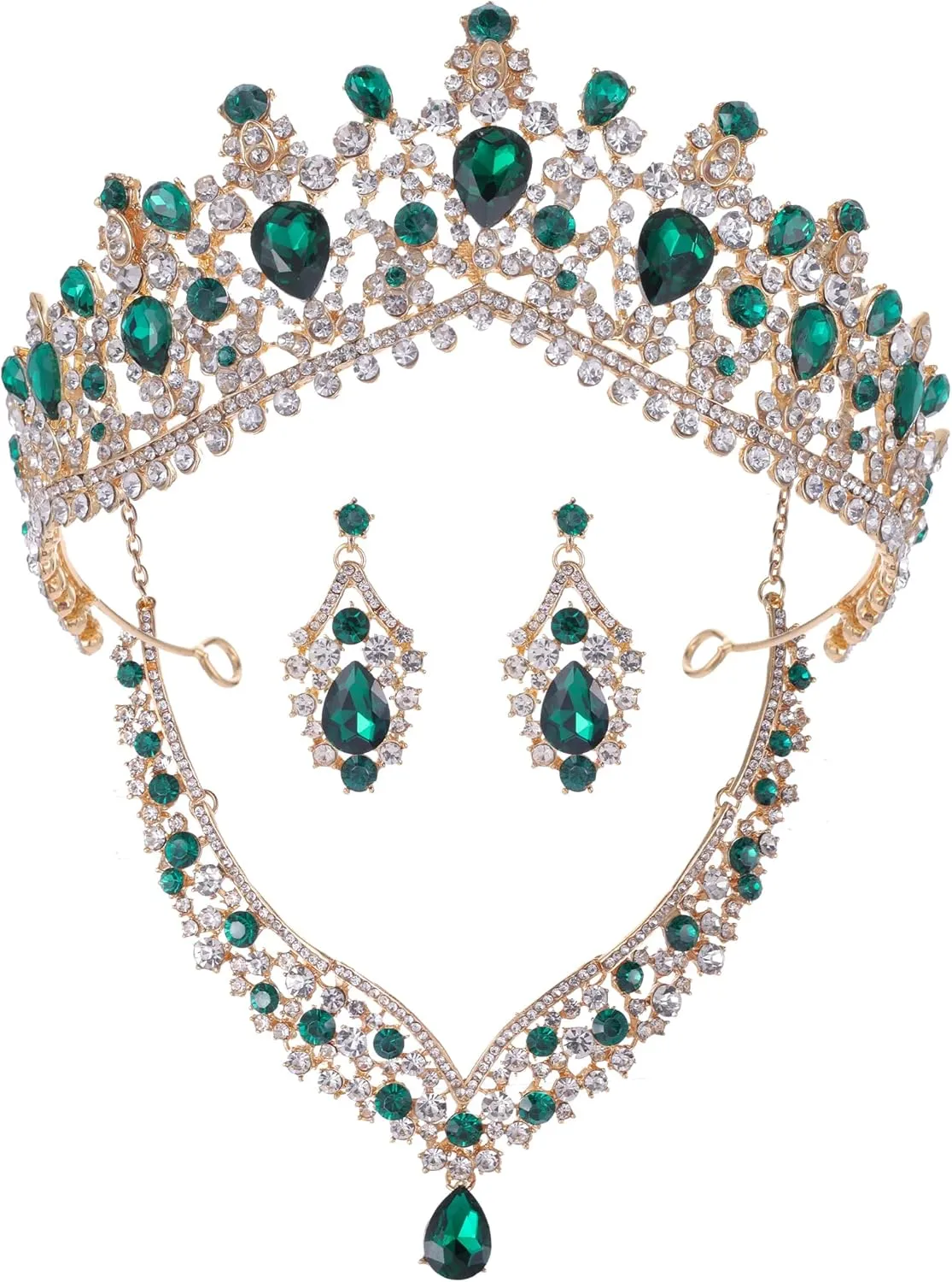 Kamirola Tiaras and Crowns for Women,Tiaras Earrings Necklace, Crystal Bridal Jewelry Set, Costume Party Halloween Prom Pageant Jewelry for Women (TR22)