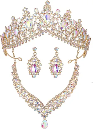 Kamirola Tiaras and Crowns for Women,Tiaras Earrings Necklace, Crystal Bridal Jewelry Set, Costume Party Halloween Prom Pageant Jewelry for Women (TR22)