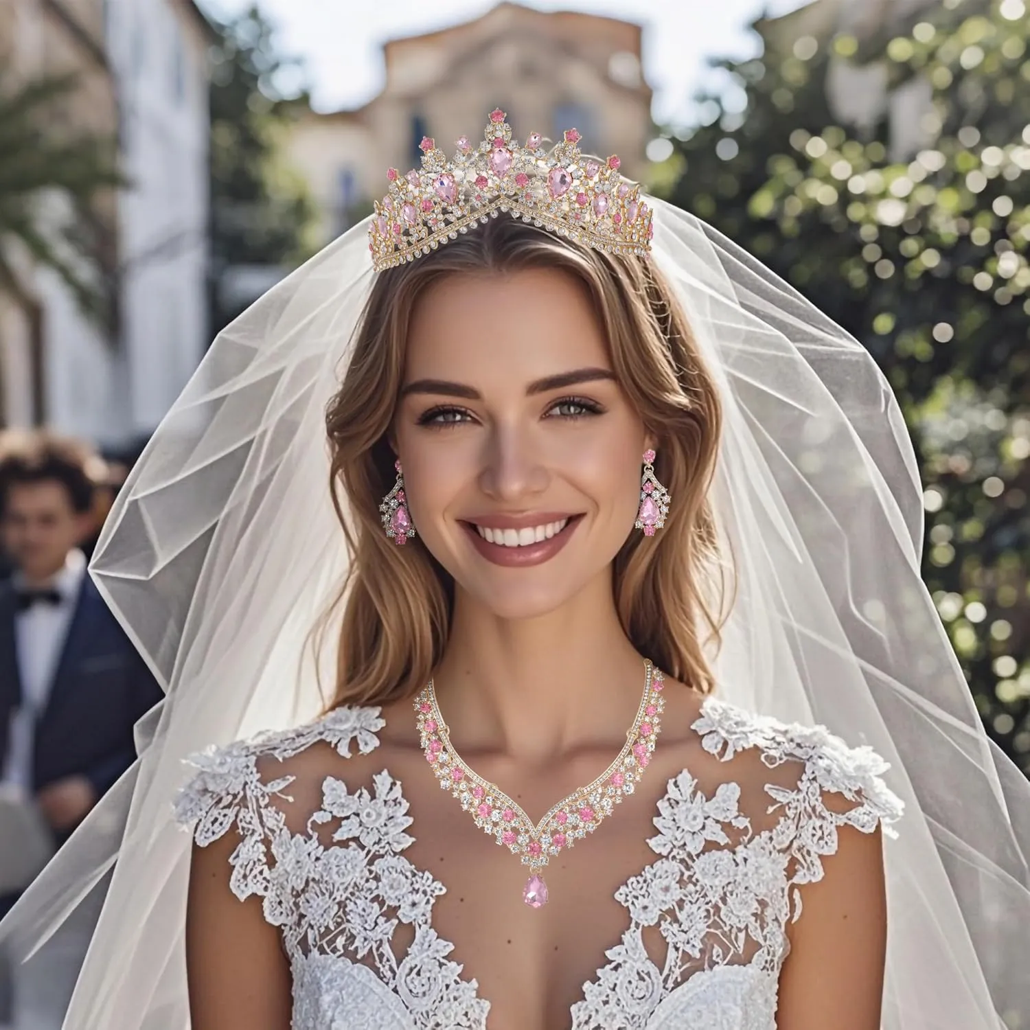 Kamirola Tiaras and Crowns for Women,Tiaras Earrings Necklace, Crystal Bridal Jewelry Set, Costume Party Halloween Prom Pageant Jewelry for Women (TR22)