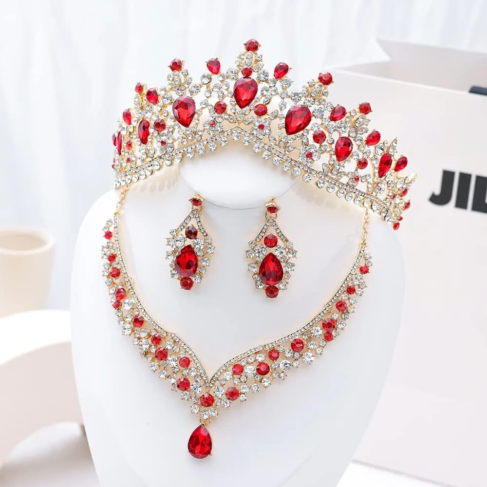 Kamirola Tiaras and Crowns for Women,Tiaras Earrings Necklace, Crystal Bridal Jewelry Set, Costume Party Halloween Prom Pageant Jewelry for Women (TR22)
