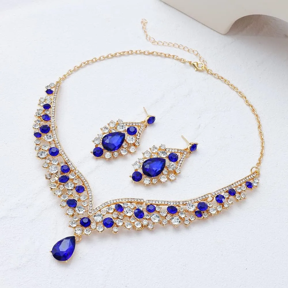 Kamirola Tiaras and Crowns for Women,Tiaras Earrings Necklace, Crystal Bridal Jewelry Set, Costume Party Halloween Prom Pageant Jewelry for Women (TR22)