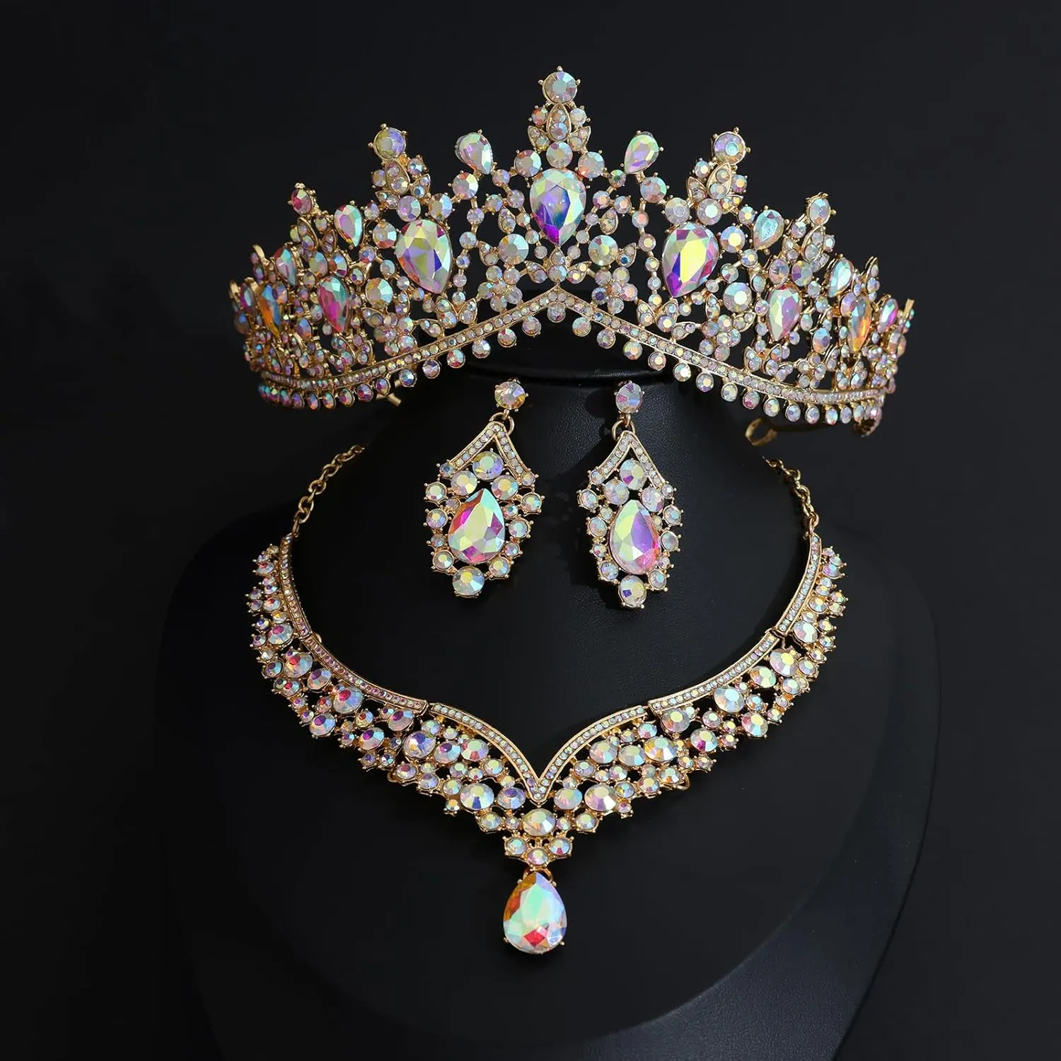 Kamirola Tiaras and Crowns for Women,Tiaras Earrings Necklace, Crystal Bridal Jewelry Set, Costume Party Halloween Prom Pageant Jewelry for Women (TR22)