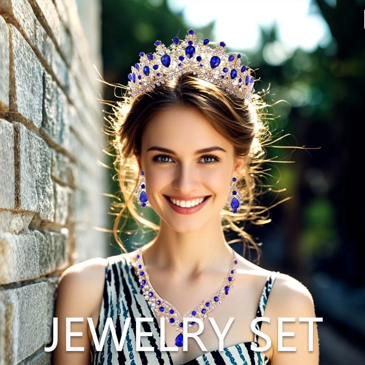 Kamirola Tiaras and Crowns for Women,Tiaras Earrings Necklace, Crystal Bridal Jewelry Set, Costume Party Halloween Prom Pageant Jewelry for Women (TR22)