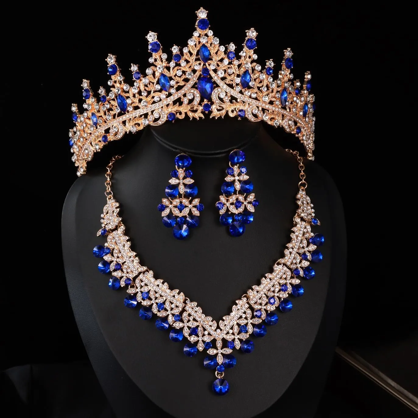 Kamirola Tiaras and Crowns for Women,Tiaras Earrings Necklace, Crystal Bridal Jewelry Set, Costume Party Halloween Prom Pageant Jewelry for Women(TR43)