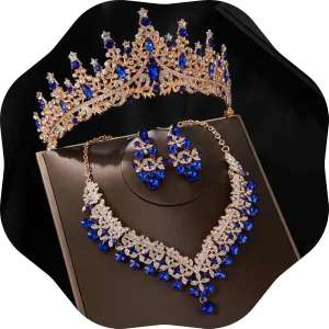 Kamirola Tiaras and Crowns for Women,Tiaras Earrings Necklace, Crystal Bridal Jewelry Set, Costume Party Halloween Prom Pageant Jewelry for Women(TR43)