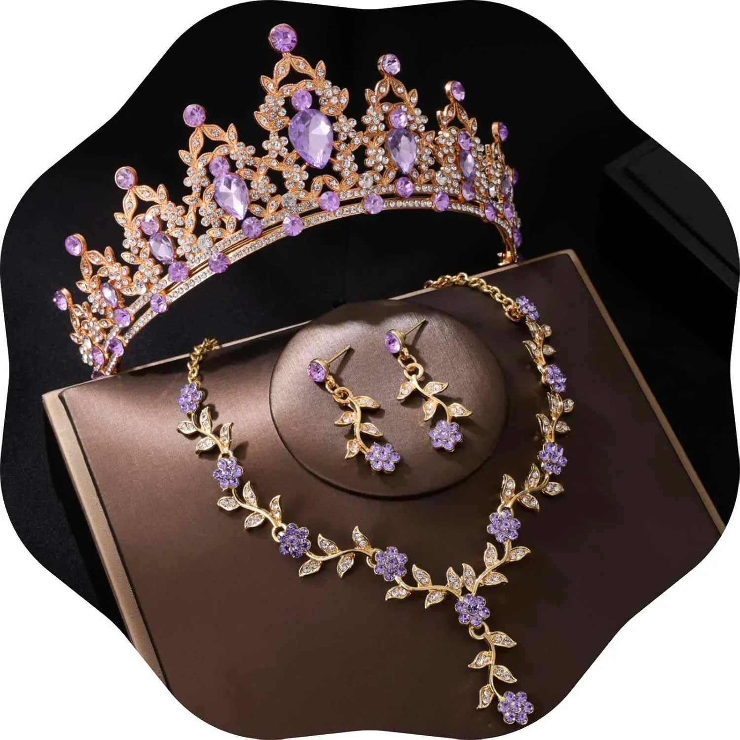 Kamirola Tiaras and Crowns for Women,Tiaras Earrings Necklace, Crystal Bridal Jewelry Set, Costume Party Halloween Prom Pageant Jewelry for Women(TR45)