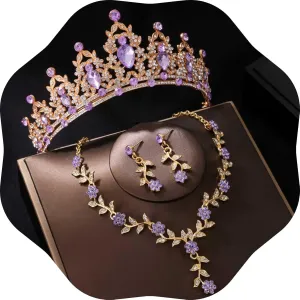 Kamirola Tiaras and Crowns for Women,Tiaras Earrings Necklace, Crystal Bridal Jewelry Set, Costume Party Halloween Prom Pageant Jewelry for Women(TR45)