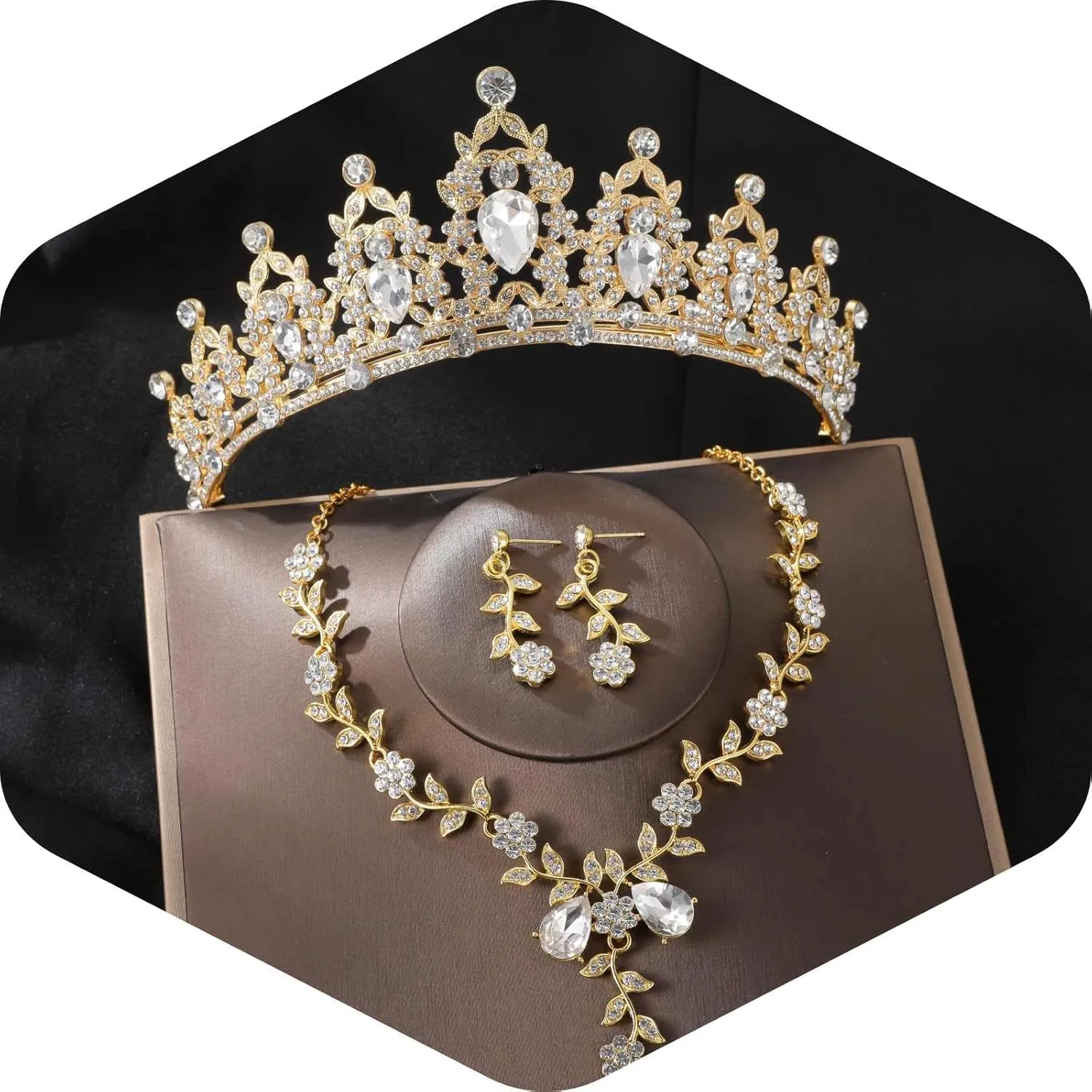 Kamirola Tiaras and Crowns for Women,Tiaras Earrings Necklace, Crystal Bridal Jewelry Set, Costume Party Halloween Prom Pageant Jewelry for Women(TR45)