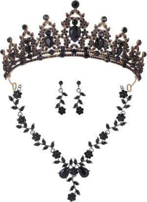 Kamirola Tiaras and Crowns for Women,Tiaras Earrings Necklace, Crystal Bridal Jewelry Set, Costume Party Halloween Prom Pageant Jewelry for Women(TR45)