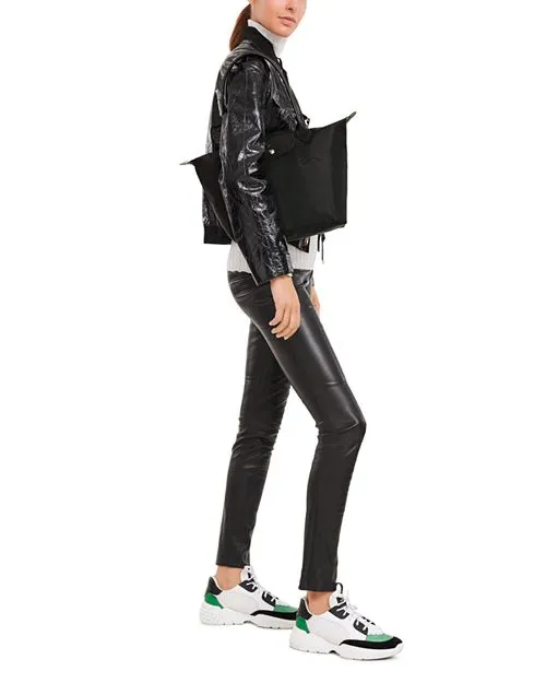 Le Pliage Medium Green Shoulder Bag Made from Longchamp Recycled Material , color Black